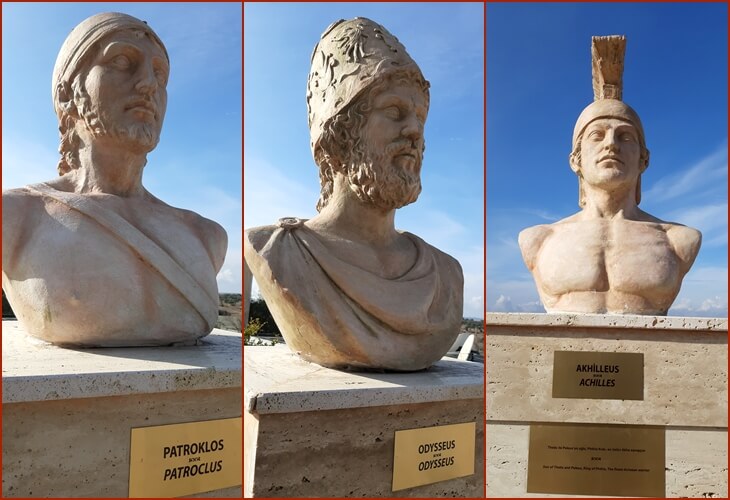 Patroklos, Odysseus ve Akhilleus’un büstleri, Tevfikiye Köyü Troya Kahramanları Parkı, Çanakkale