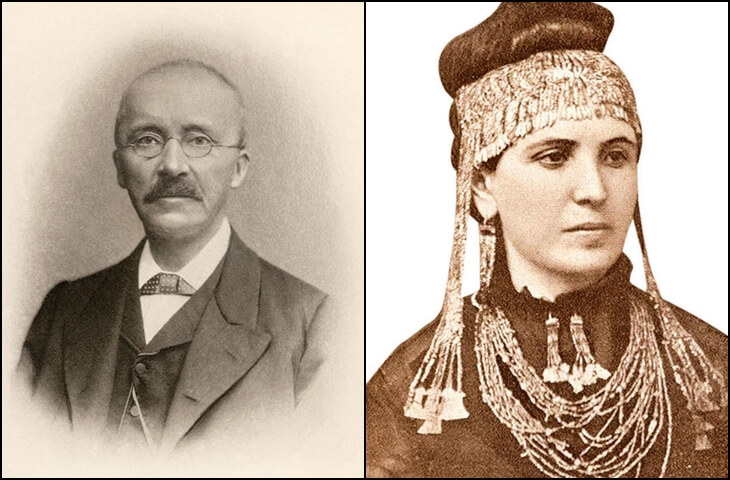 Troya’yı kazdığı iddia edilen Heinrich Schliemann ve eşi Sophia Schliemann’ın portreleri
