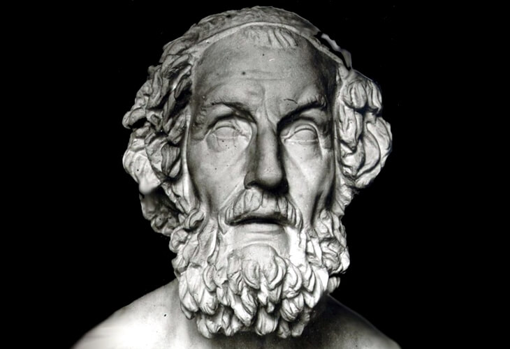 Homeros büstü, İlyada ve Odysseia destanlarının yazarı, antik Yunan şairi